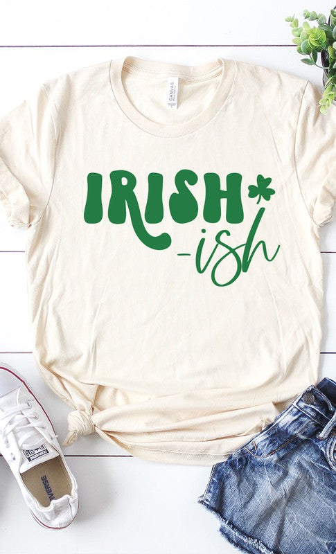 Irish ish green shamrock graphic tee