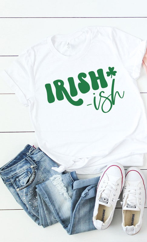 Irish ish green shamrock graphic tee