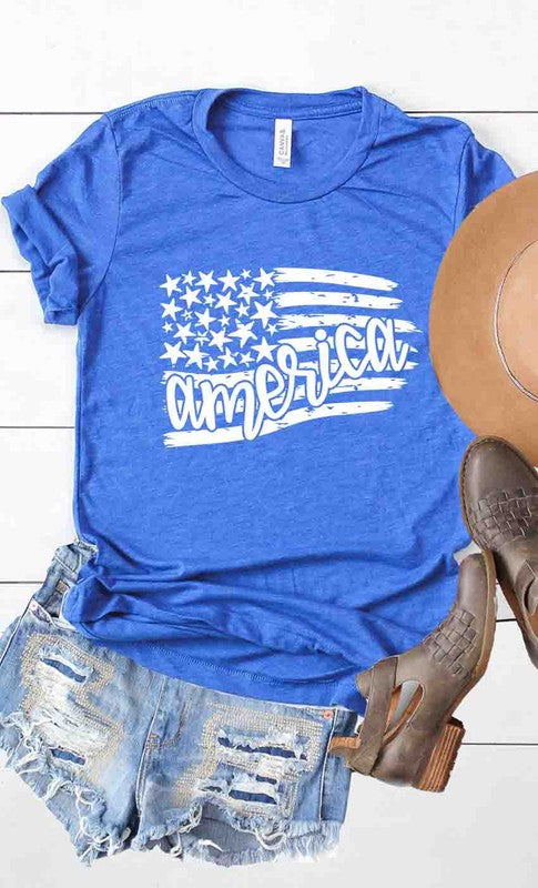 America Flag stars stripes Plus Size Graphic Tee