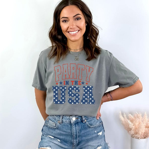 Retro Party In The USA Stars Garment Dyed Tee