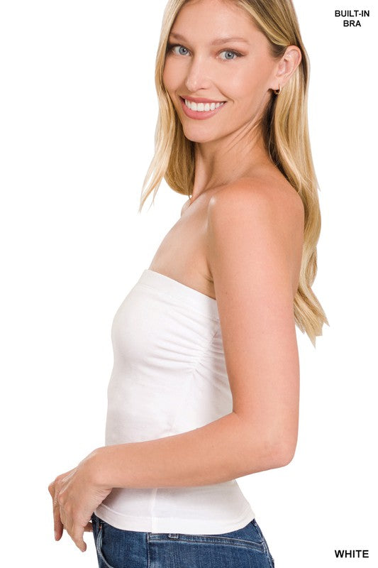 Cotton Tube Built-In Bra Top