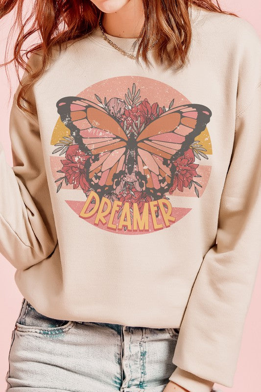 FLORAL BUTTERFLY DREAMER GRAPHIC SWEATSHIRT
