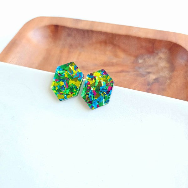 Emerald Studs - Green Sparkle