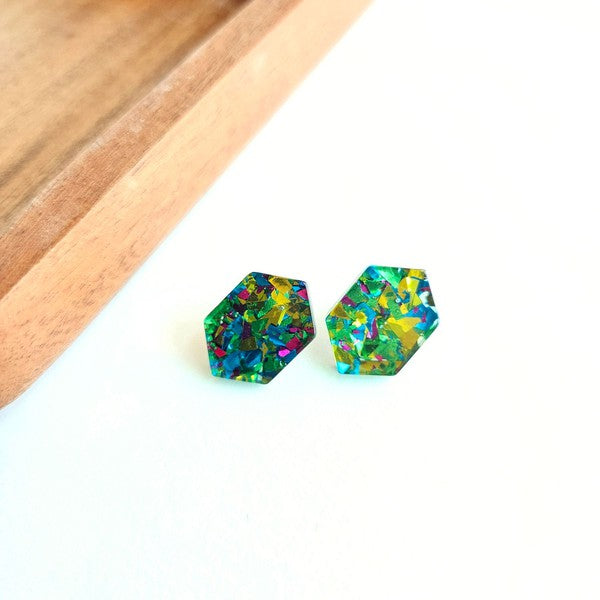 Emerald Studs - Green Sparkle