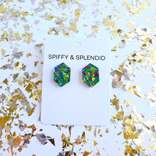 Emerald Studs - Green Sparkle