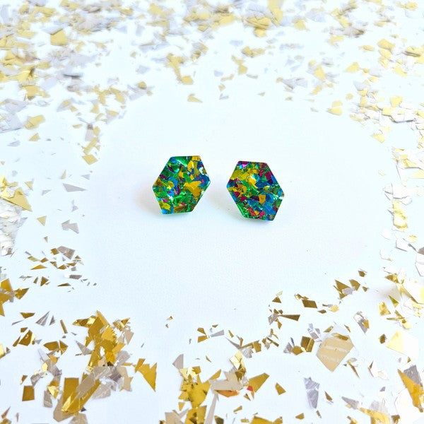 Emerald Studs - Green Sparkle