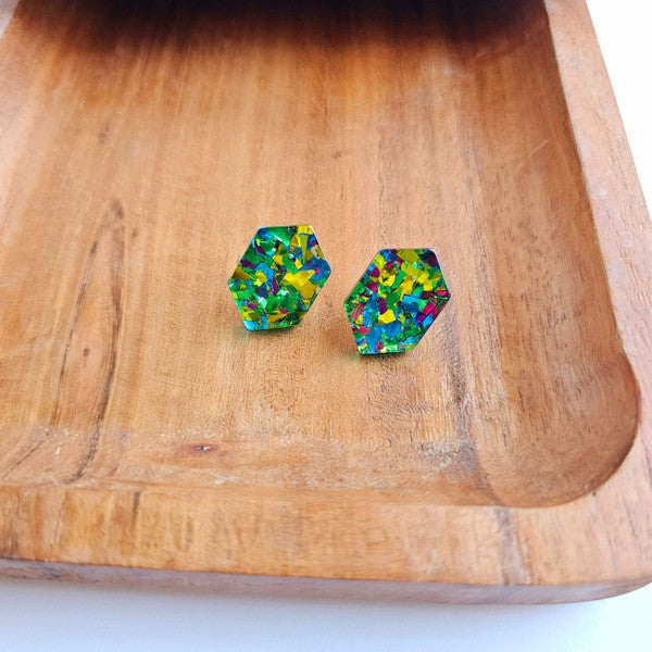 Emerald Studs - Green Sparkle