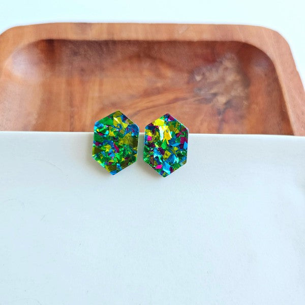 Emerald Studs - Green Sparkle
