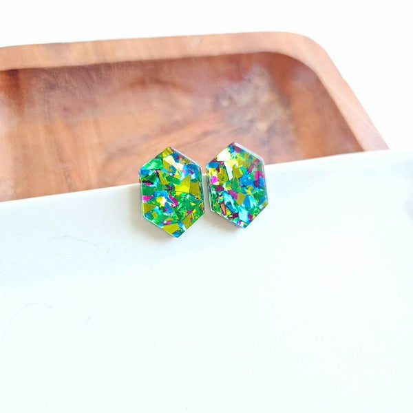 Emerald Studs - Green Sparkle