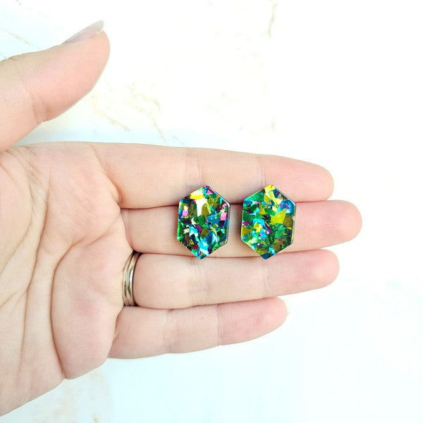 Emerald Studs - Green Sparkle