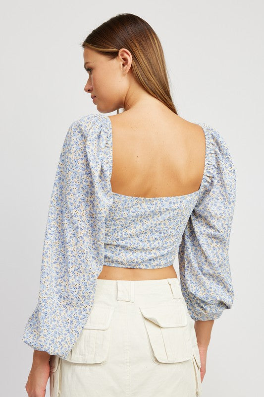 HANKY HEM TOP WITH BUBBLE SLEEVES