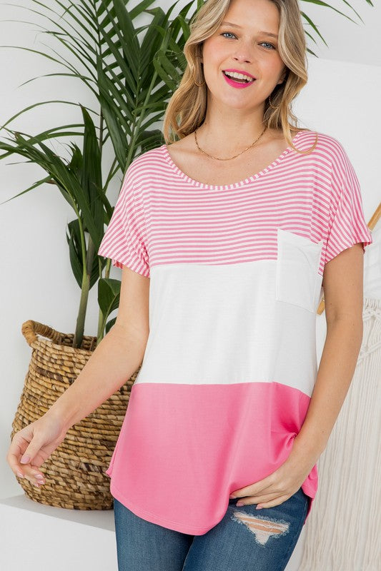 STRIPE SOLID MIXED TOP