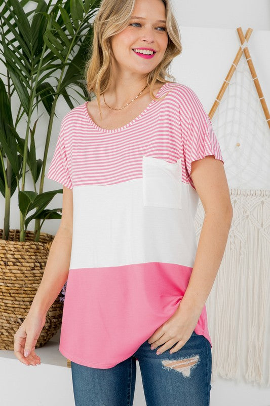 STRIPE SOLID MIXED TOP