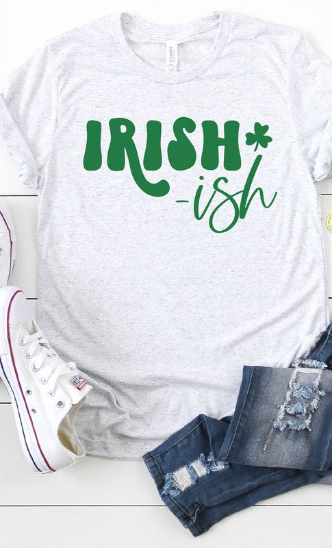 Irish ish green shamrock graphic tee