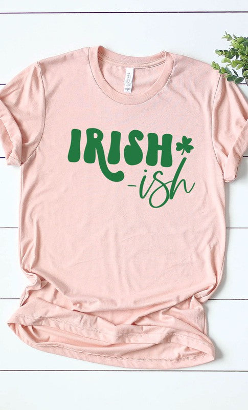 Irish ish green shamrock graphic tee