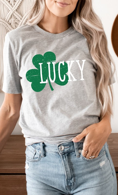 White Lucky with Green Shamrock PLUS Graphic Tee