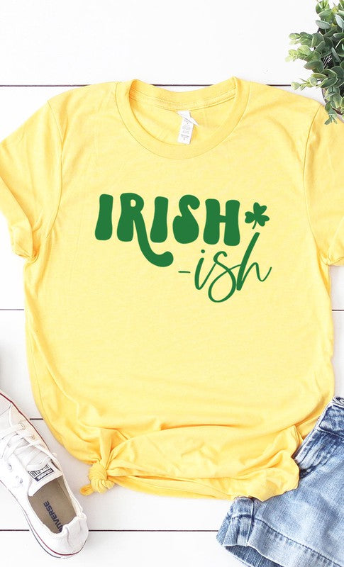 Irish ish green shamrock graphic tee